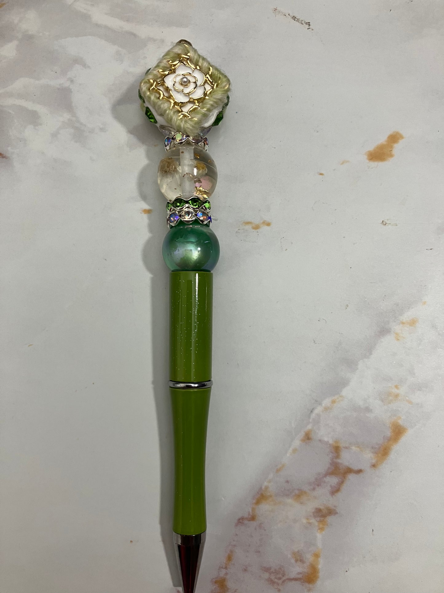 Glittery Green Luxe Beaded Pen