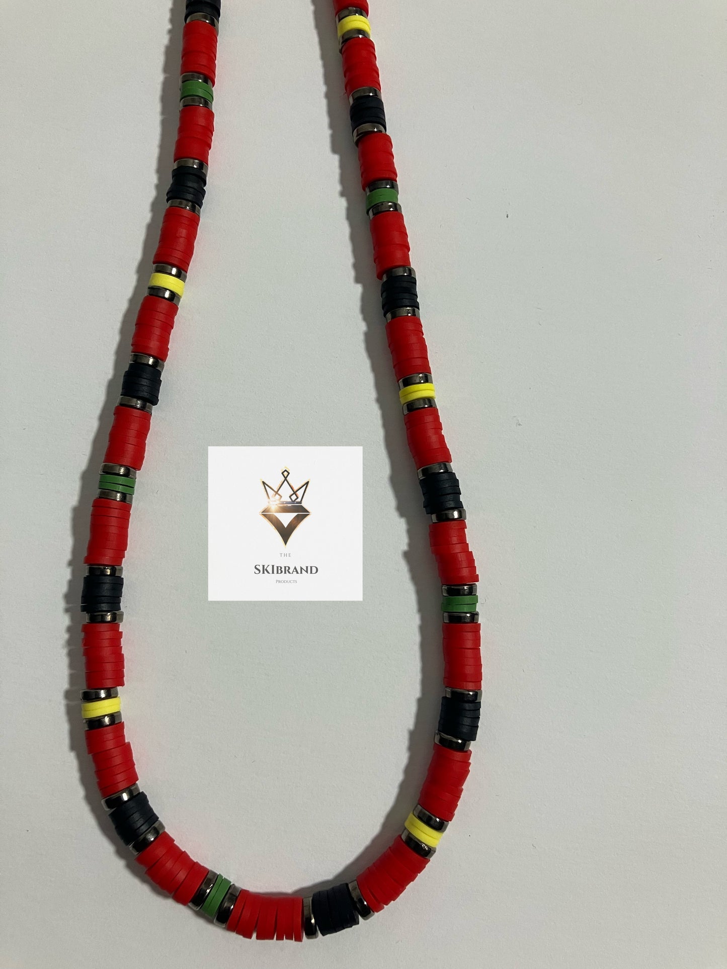 Multi Red Heishi Beaded Necklace
