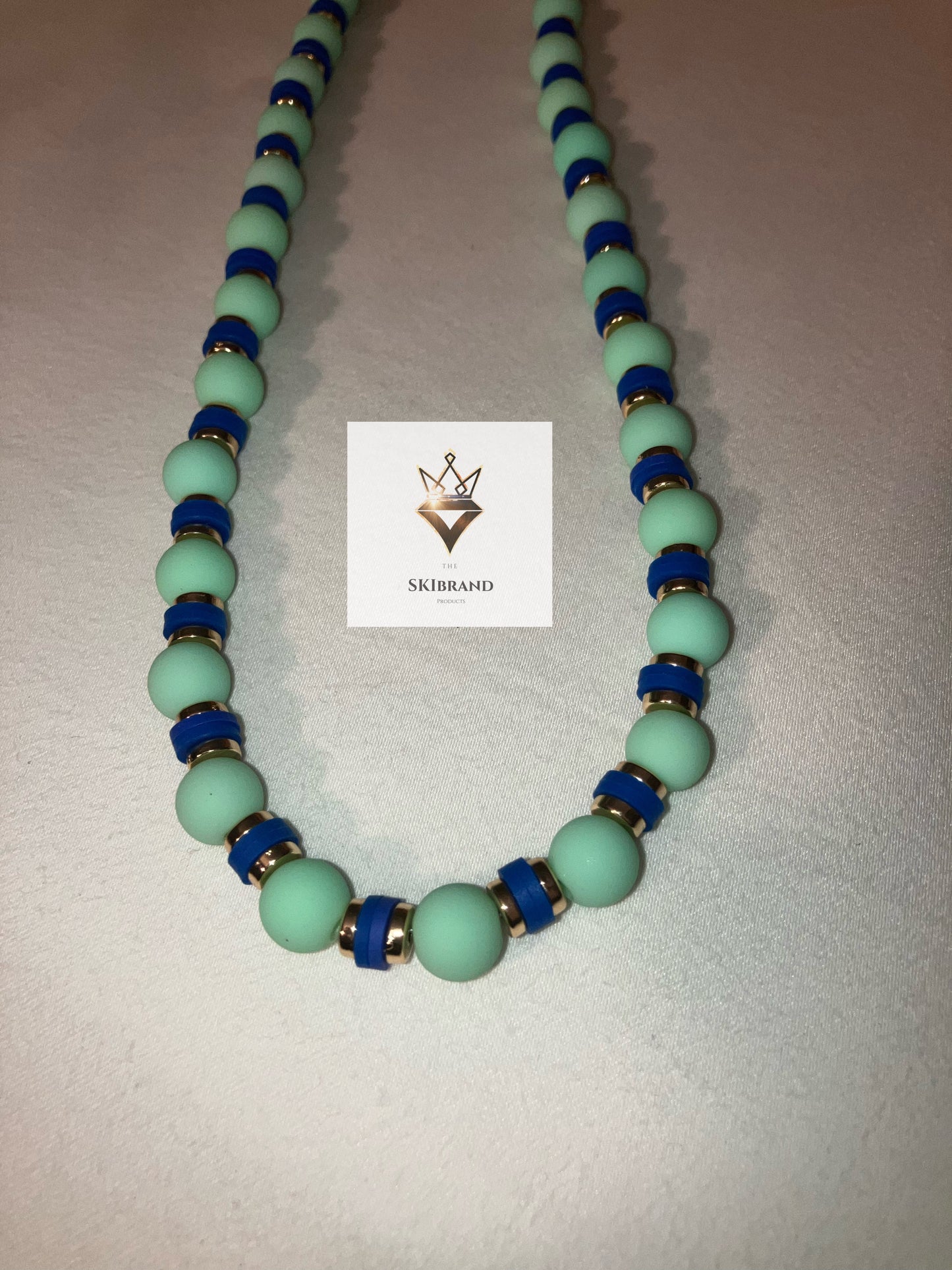 Sea Green, Blue and Gold Necklace