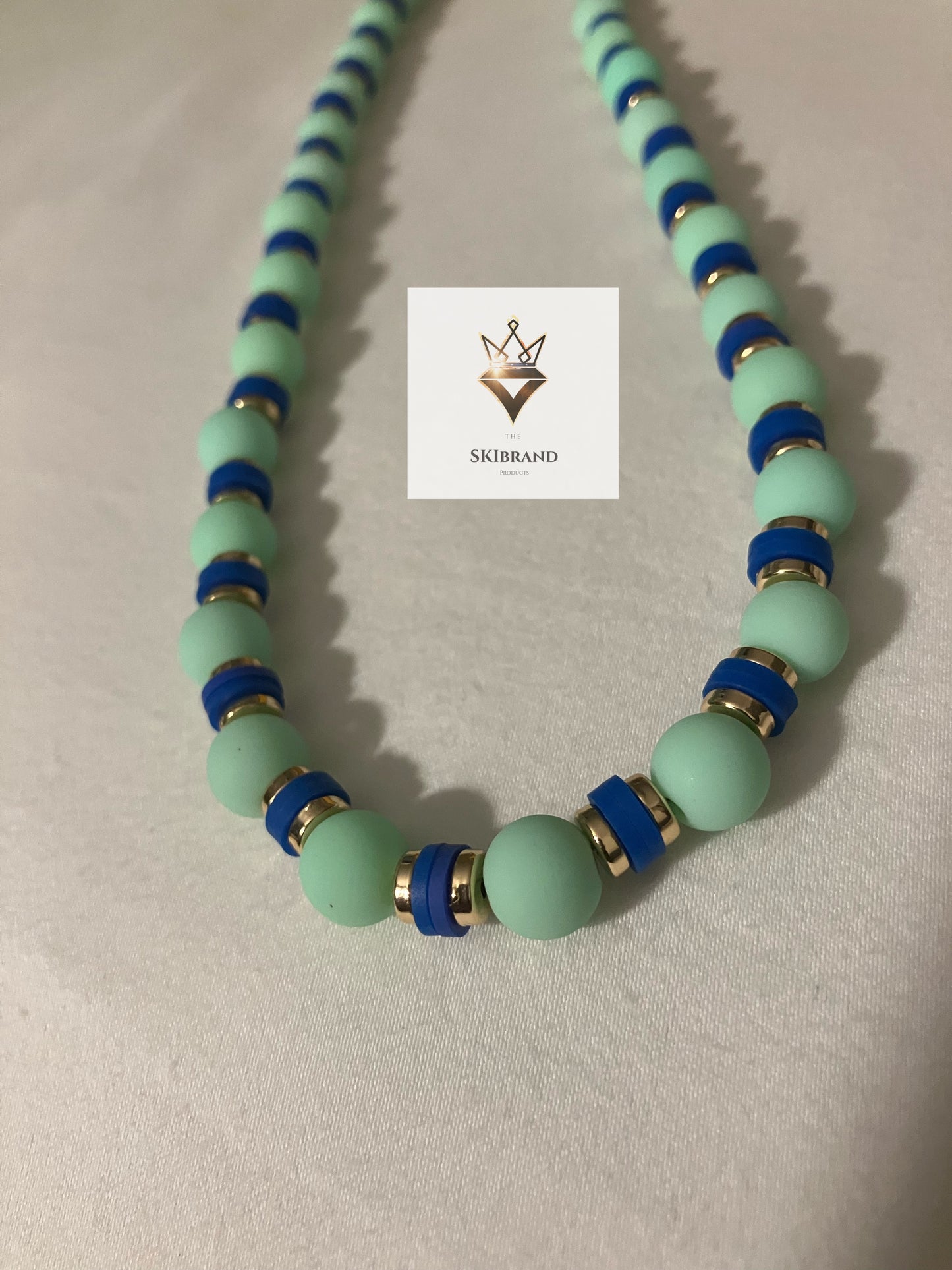 Sea Green, Blue and Gold Necklace