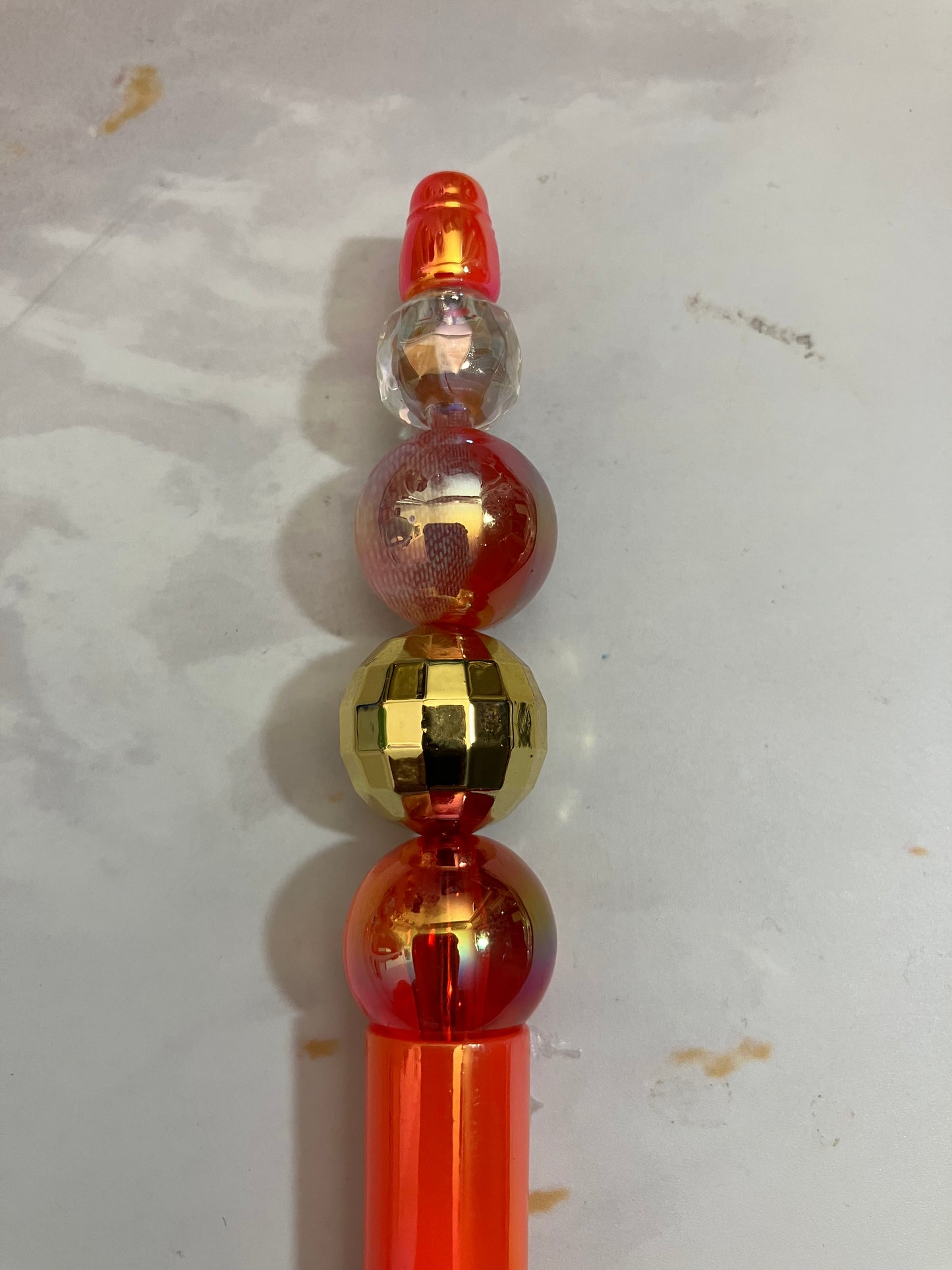 Opal Orange Beaded Pen