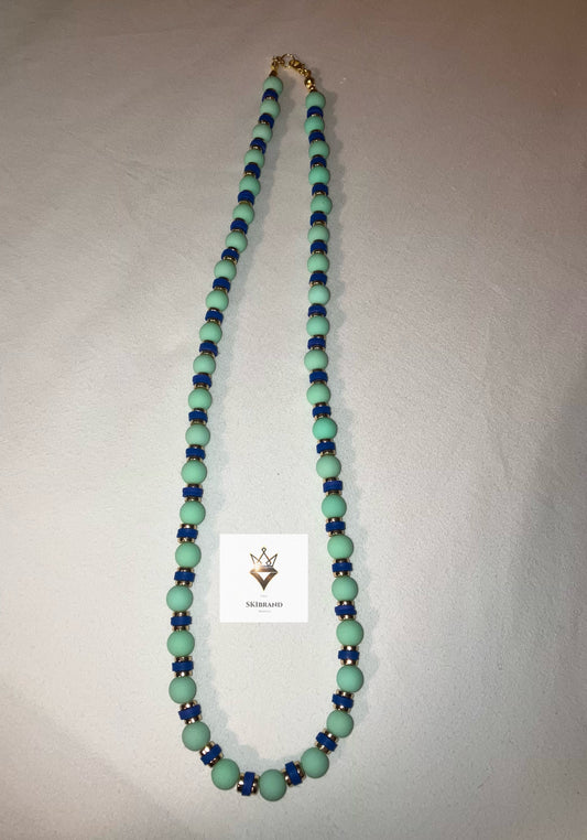Sea Green, Blue and Gold Necklace