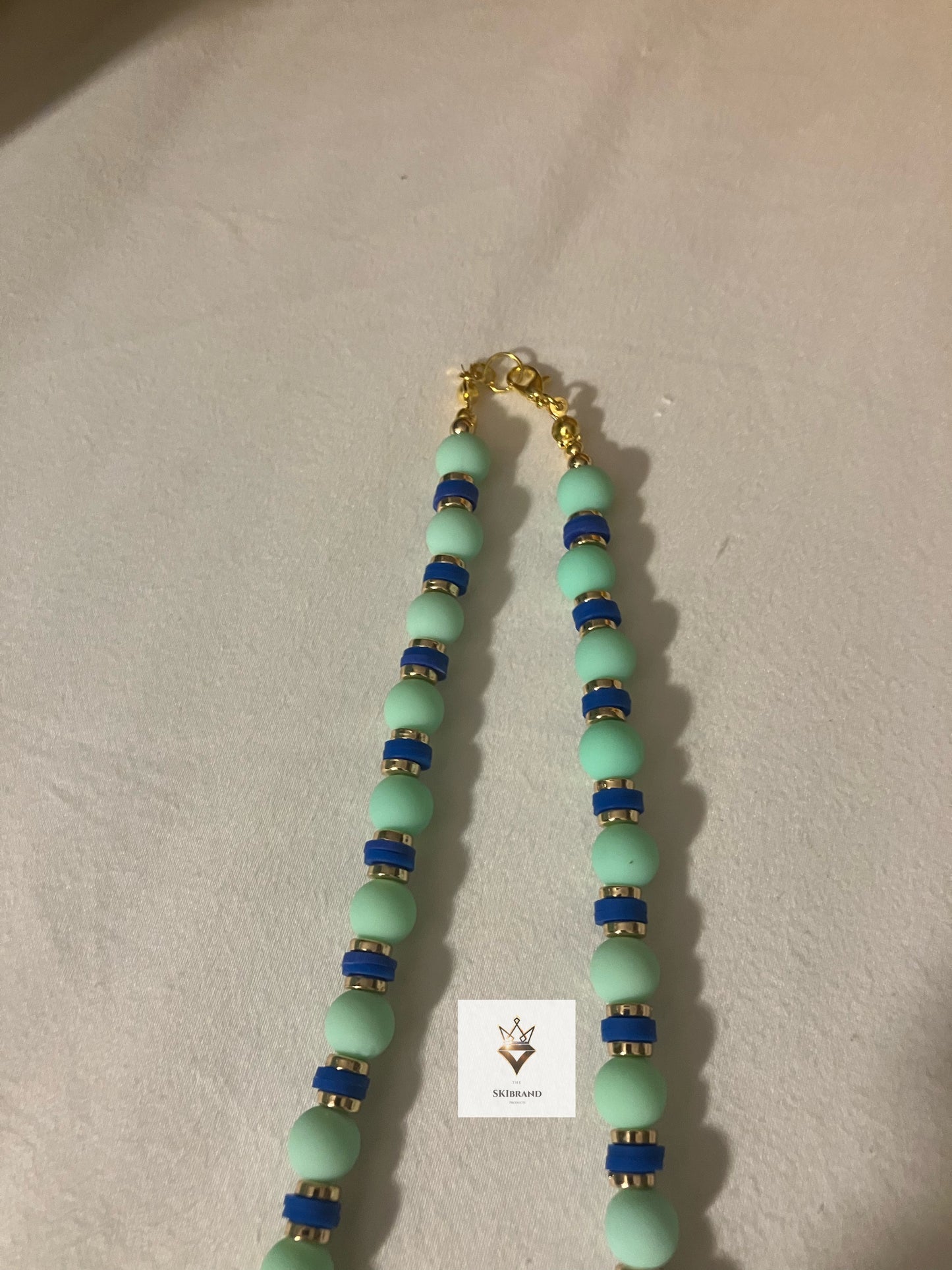 Sea Green, Blue and Gold Necklace